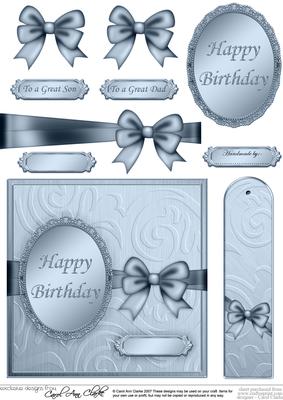 Elegant Metallic Birthday Greeting Quick Card N 3D Decoupage