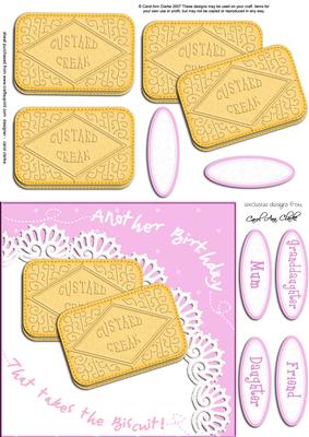 Custard Cream Biscuits Birthday Quick Card N 3D Decoupage