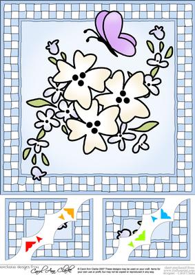 8 x 8 Flowers and Butterfly Scalloped Corner Topper