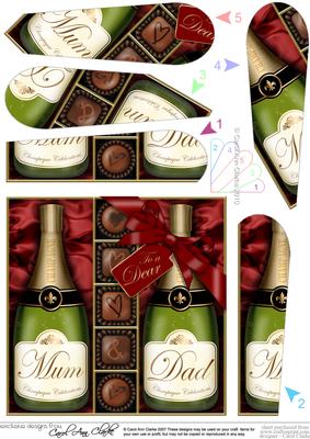 Mum N Dad Champers N Chocs Fan Pyramage Topper