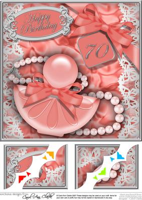 8 x 8 70th Birthday Perfume Lace N Pearls Scalloped Corner
