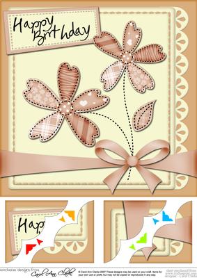 8 x 8 Birthday Flowers N Lace Corner Topper