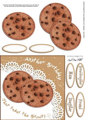 Choc Chip Cookies Biscuits Birthday Quick Card N Decoupage