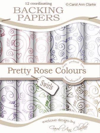 Swirls Backing Papers in Pretty Rose Colours