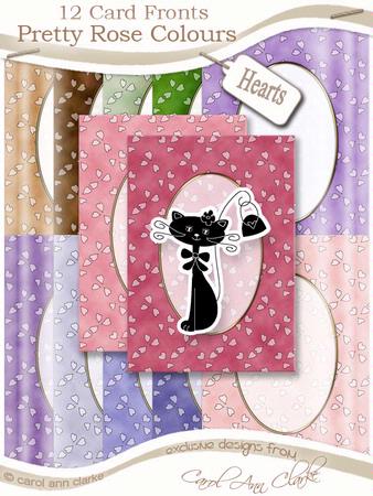 Hearts Card Fronts Set in Pretty Rose Colours