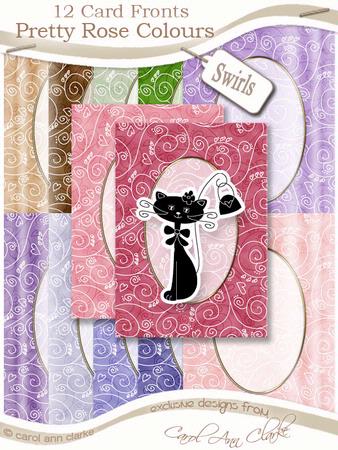 Swirls Card Fronts Set in Pretty Rose Colours