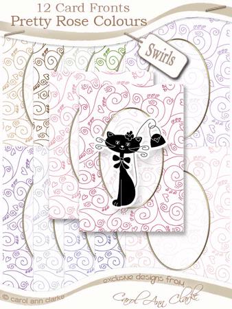 Swirls Card Fronts Set in Pretty Rose Colours