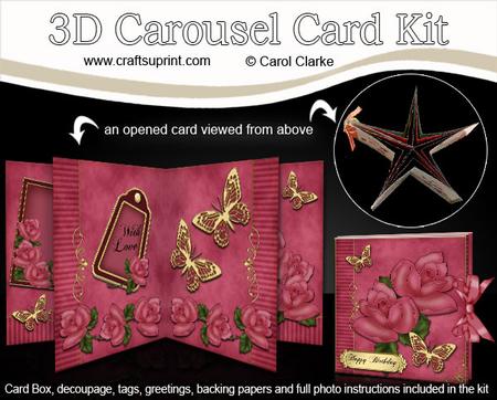 3D Roses N Butterflies Floral Carousel Card Kit