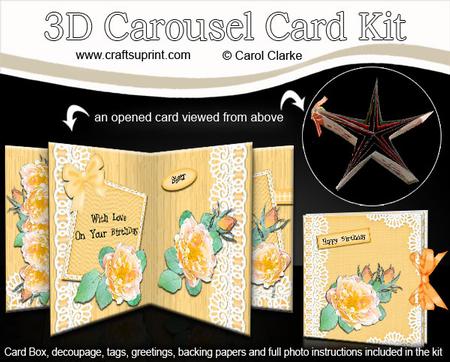 3D Golden Roses Floral Carousel Card Kit
