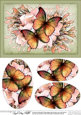 A5 Butterflies N Flowers Oval Pyramage Topper