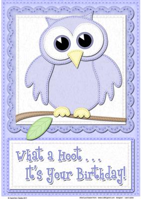A4 What a Hoot Owl Birthday Felties