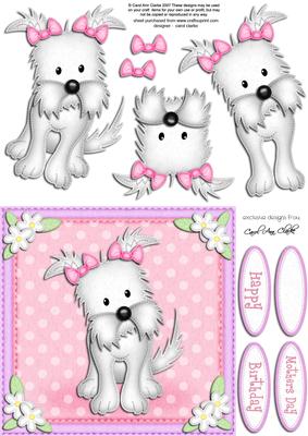 8 x 8 Jess the Westie Quick Card N 3D Decoupage