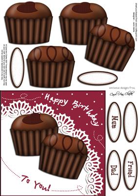 Chocolate Birthday Quick Card N 3D Decoupage