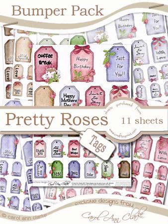 Bumper Value Pack of Pretty Rose Greetings Tags