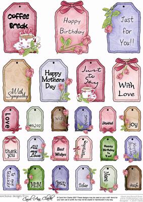 Pretty Rose Greetings Tags