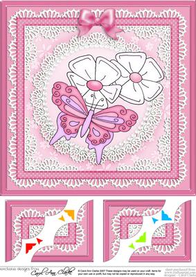 8 x 8 Fluttery Butterfly Scalloped Corner Topper