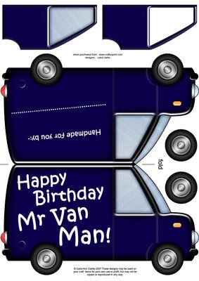 Happy Birthday Mr Van Man Shaped Card