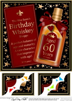 8 x 8 60th Birthday Whisky Scalloped Corner Topper