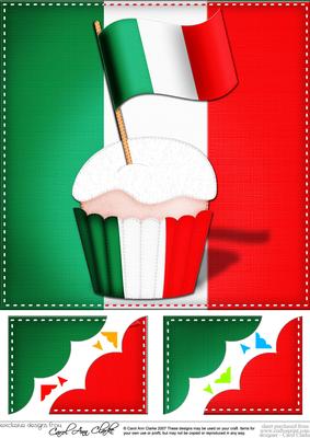 8 x 8 Flying the Flag Italy Scalloped Corner Topper