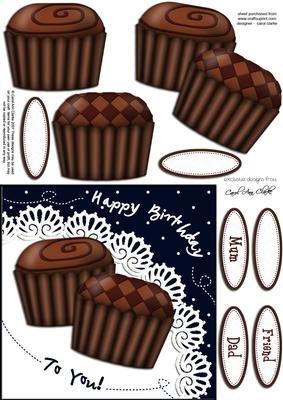 Chocolate Birthday Quick Card N 3D Decoupage