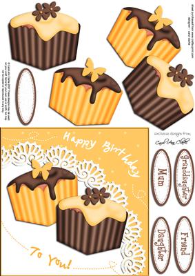 Fondant Fancies Birthday Cakes Quick Card N 3D Decoupage