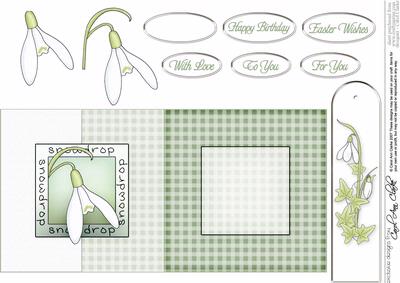 Snowdrop Fold Back Card with Decoupage
