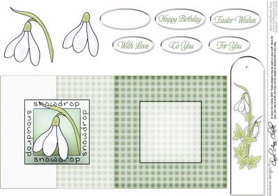 Snowdrop Fold Back Card with Decoupage