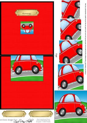 Funky Car - No-Hole Easy Over the Edge Card & Spiral Pyramid Topper