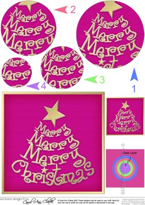 Merry Christmas Tree Circle Pyramage Topper