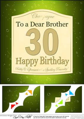 8 x 8 30th Birthday Brother Champagne Label Scalloped Corner