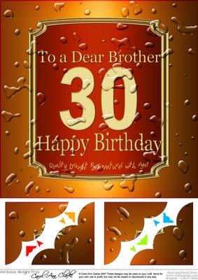 8 x 8 30th Birthday Brother Beer Label Scalloped Corner
