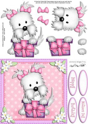 Jess the Westie's Present Quick Card N 3D Decoupage