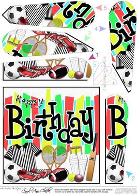 Birthday Sports N Games Fan Pyramage Topper