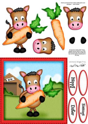Gi Gi the Horse's Carrot Quick Card N 3D Decoupage