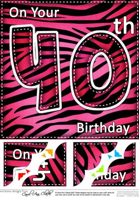 8 x 8 Fun Zebra Striped 40th Birthday Scalloped Topper