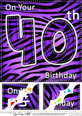 8 x 8 Fun Zebra Striped 40th Birthday Scalloped Topper