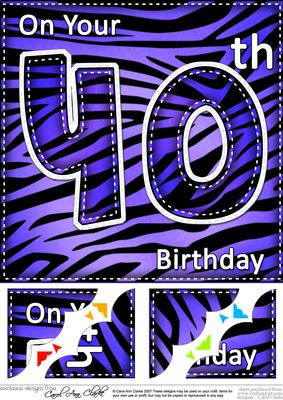 8 x 8 Fun Zebra Striped 40th Birthday Scalloped Topper