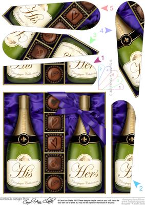 His N Hers Champers N Chocs Fan Pyramage Topper