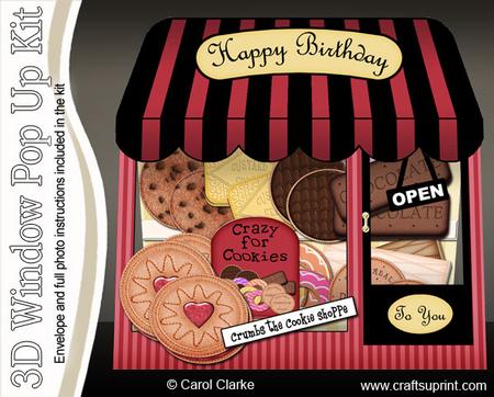 3D Crumbs the Cookie Shoppe Window Pop Up Card Decoupage