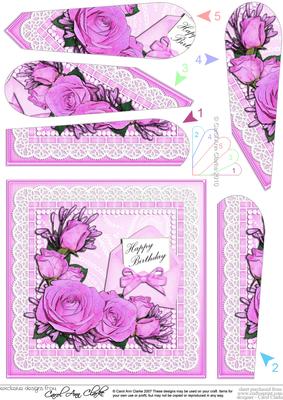 Birthday Roses Lace N Pearls Fan Pyramage Topper