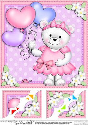 8 x 8 Teddy Tess's Balloons Scalloped Corner Topper