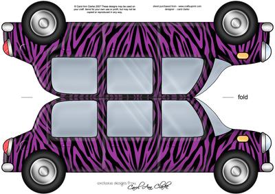 Large Dl Zebra Stripe Stretch Limo Shaped Card