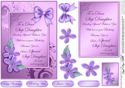 5 x 7 Metallic Birthday Step Daughter with 3D Decoupage