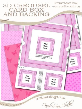 3D Pink Butterflies N Flowers Carousel Coordinating Card Box