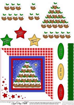 Figgy Pudding Christmas Tree! Quick Card with Decoupage