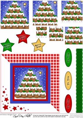 Figgy Pudding Christmas Tree! Quick Card with Pyramage