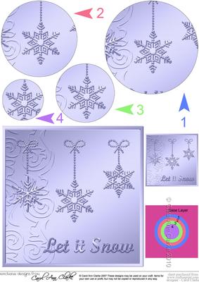 Xmas Snowflakes Quick Card with Circle Pyramage Topper
