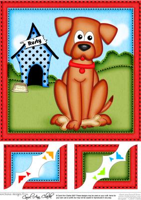8 x 8 Rusty the Dog Scalloped Corner Topper