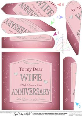 Wife Anniversary Pink Champers Wine Label Fan Pyramage Toppe