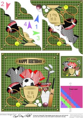 Birthday Sports Scallop Corner Side Stacker Topper